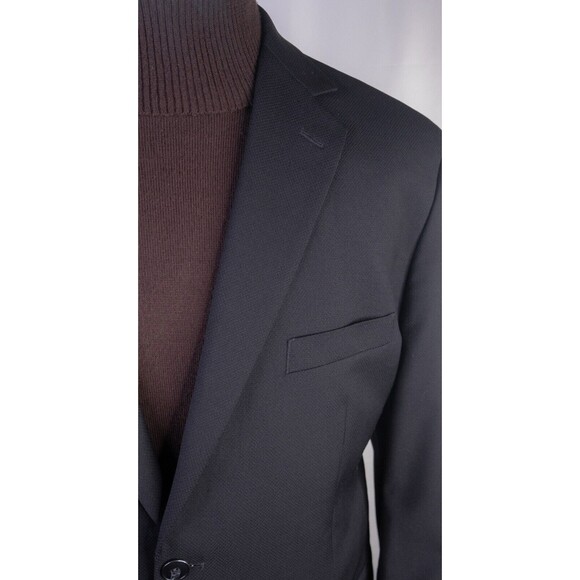 Pronto Uomo Mens 2-Buttn  Black Blazer Wool Sport Coat Suit Jacket 44R - Picture 4 of 13